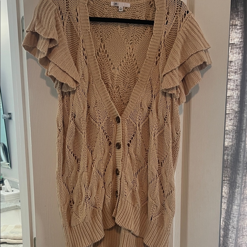 DR2 Beige Open-Front Cardigan